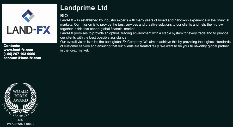 LANDFX_公式サイトの受賞証拠