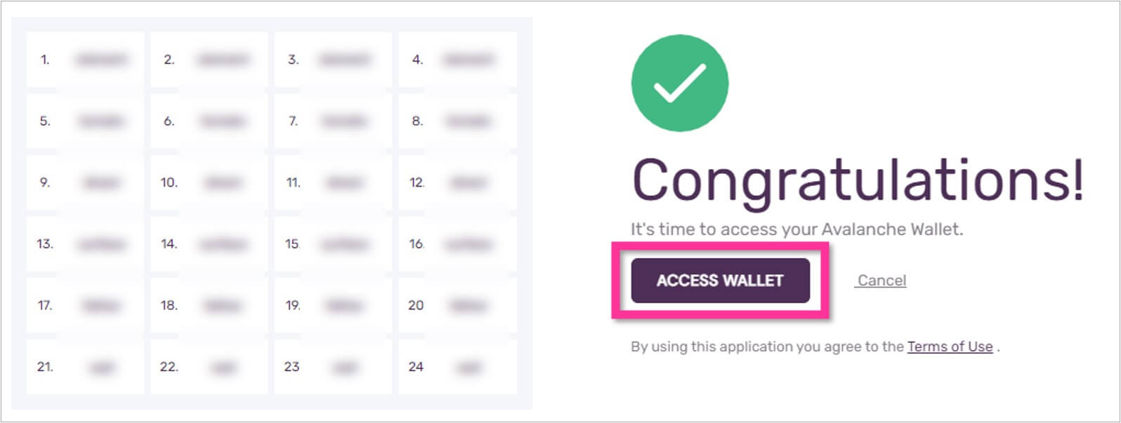 「ACCESS WALLET」を選択