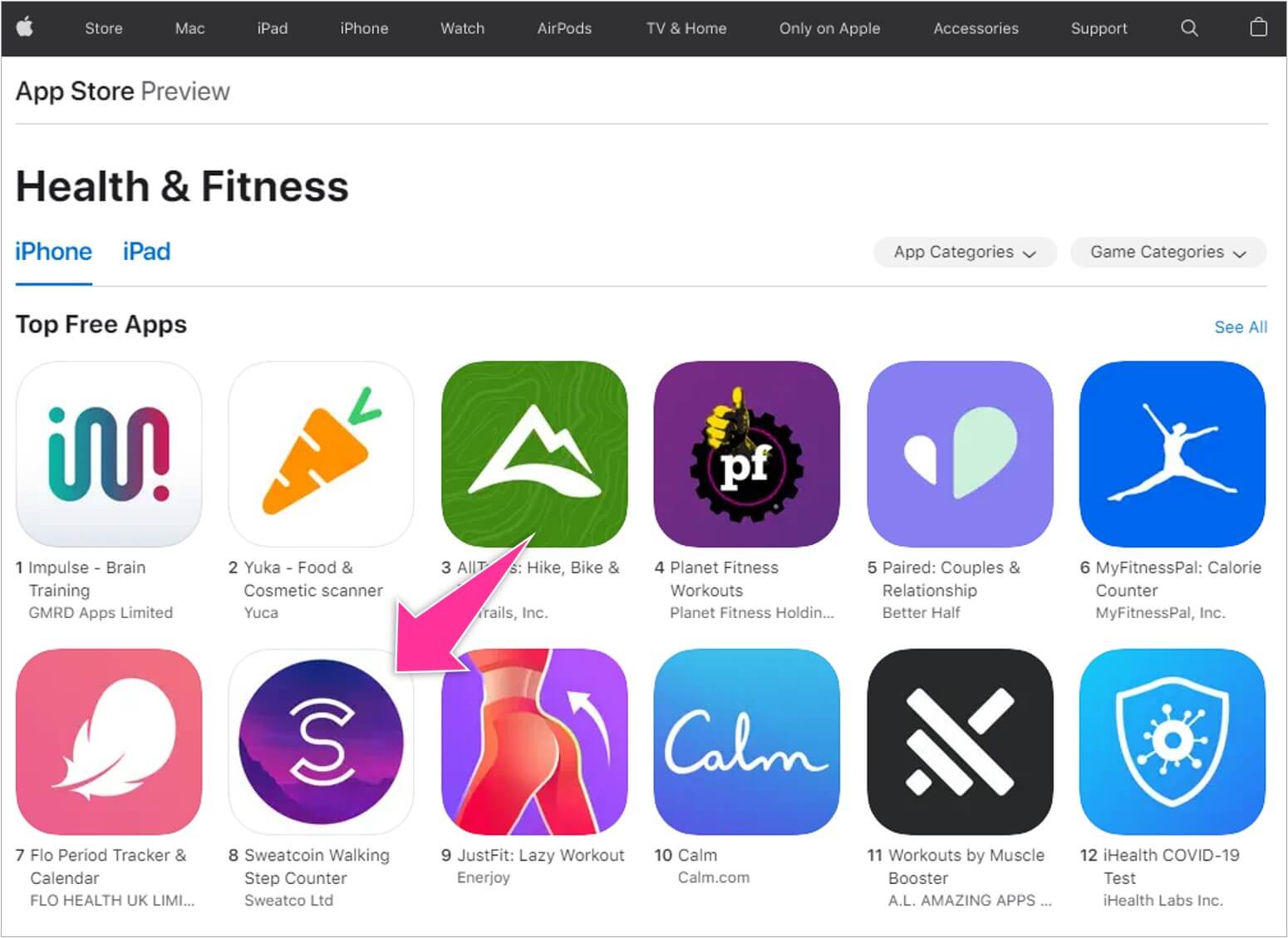 AppStoreの「ヘルスケア＆フィットネス系アプリ」部門で、全世界8位にランクイン